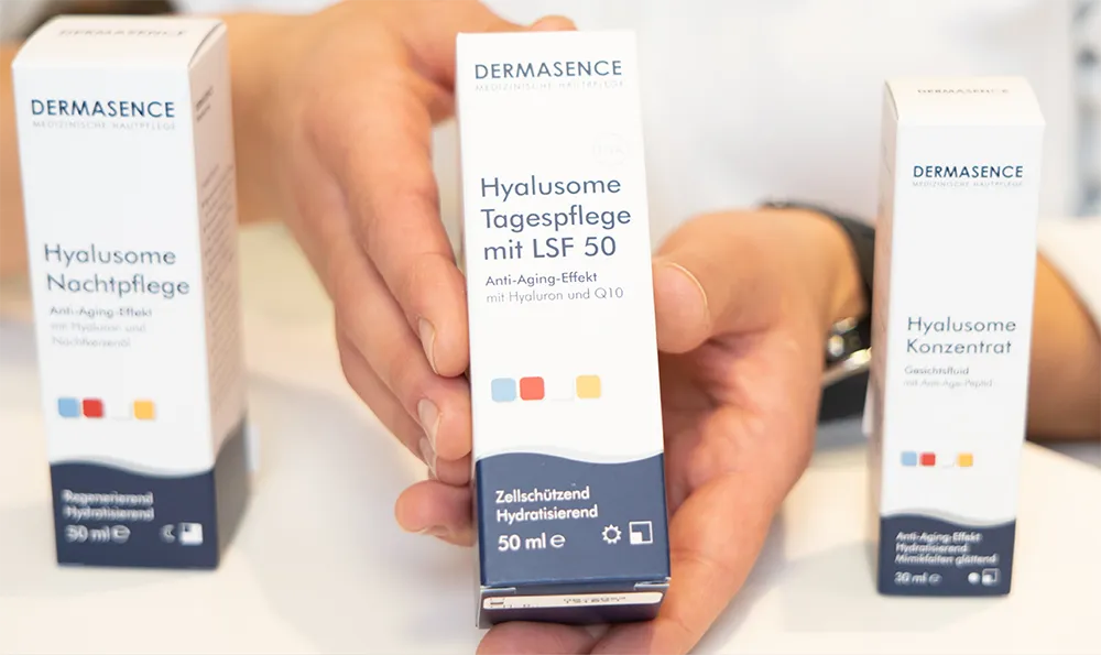 Medizinische Kosmetik, Produkte von Dermasence im Mittelpunkt