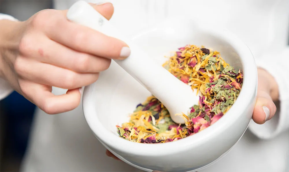 Vorbereiten von Extrakten und Cremen für die Phytotherapie